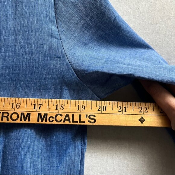 NWT Anne Fontaine Citron Blue Linen floral Appliqué Button down Shirt - Picture 8 of 8